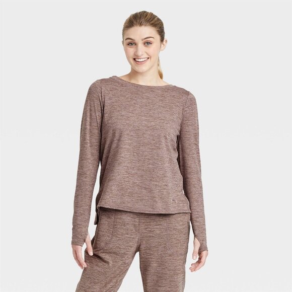 JoyLab Women’s Brown Long Sleeve Relaxed Fit Active Top Size Small - Picture 1 of 4